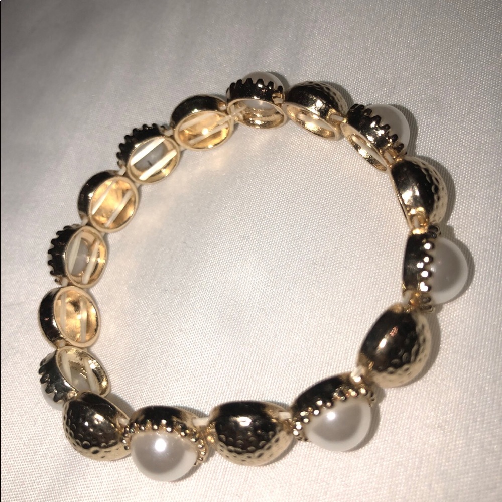 Elastic Gold & White Bracelet